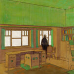 Ernst Ludwig Kirchner: Entwurf für ein Herrenzimmer. Perspektivische Darstellung