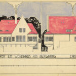 Ernst Ludwig Kirchner: Zeichnung: Wohnhaus am Berghang