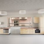 Küche der Campus Kita Merseburg, umgebaut von Aline Hielscher Architektur