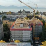 Baustellenfoto der Aufstockung eines Mehrfamilienhauses in Lausanne