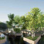 Bauminseln in der Spree - geplant von den Berliner Architekten Mario Lindner und Philipp Kleihues